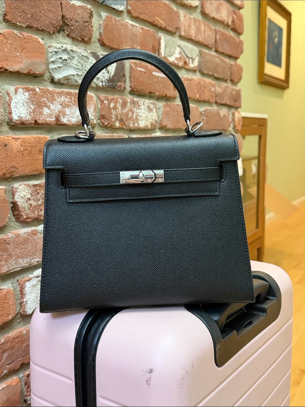 Black Structured Top-Handle Satchel with Silver Hardware